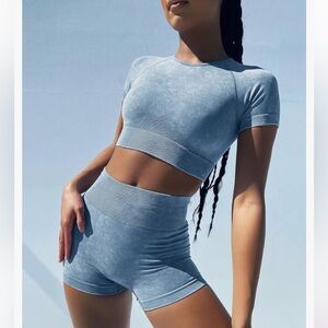 AMAZON NWOT Workout Two Set Outfit Shorts and Crop Top